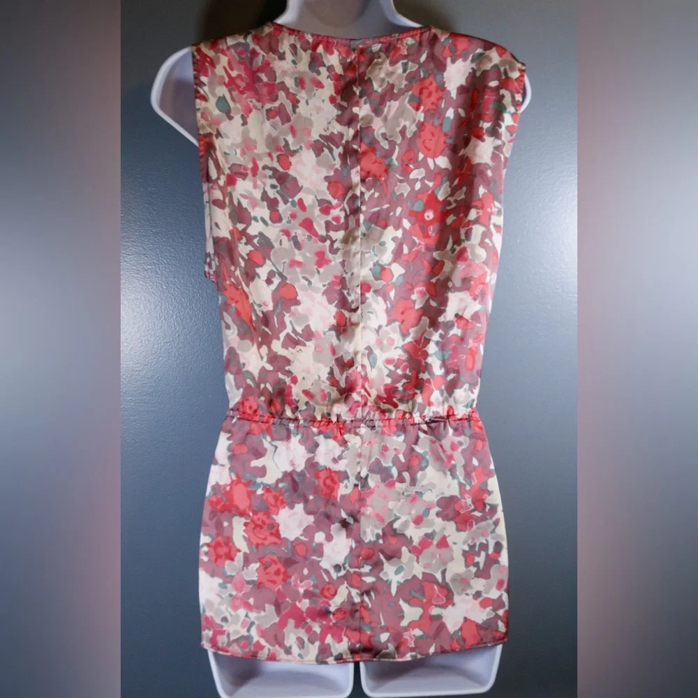Banana Republic XL Floral Ruffle Tie Front Sleeveless Blouse Top - Picture 7 of 13